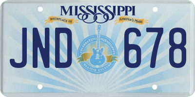 MS license plate JND678