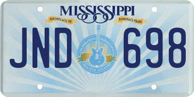 MS license plate JND698