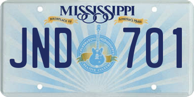 MS license plate JND701