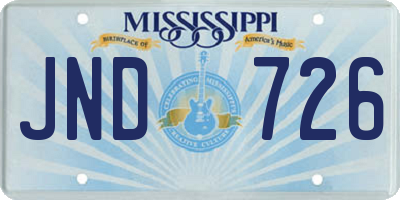MS license plate JND726