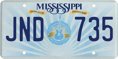 MS license plate JND735