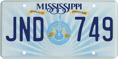 MS license plate JND749