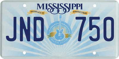 MS license plate JND750