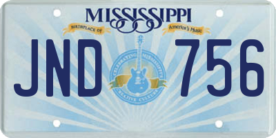MS license plate JND756