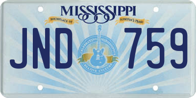 MS license plate JND759