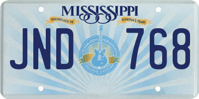 MS license plate JND768