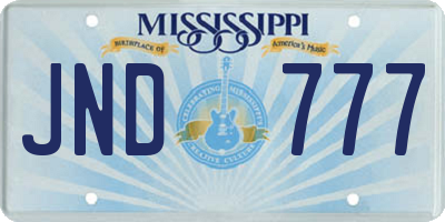 MS license plate JND777