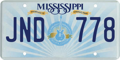 MS license plate JND778