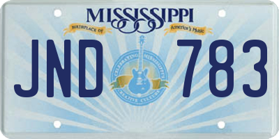 MS license plate JND783