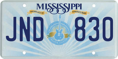 MS license plate JND830