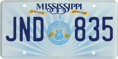 MS license plate JND835