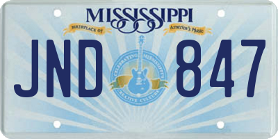 MS license plate JND847