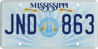 MS license plate JND863