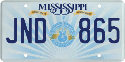 MS license plate JND865