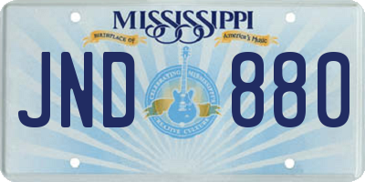 MS license plate JND880