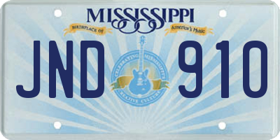 MS license plate JND910