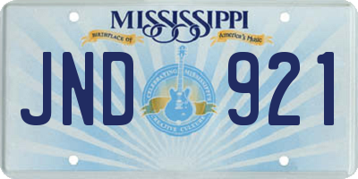 MS license plate JND921