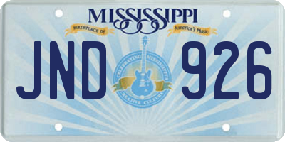 MS license plate JND926
