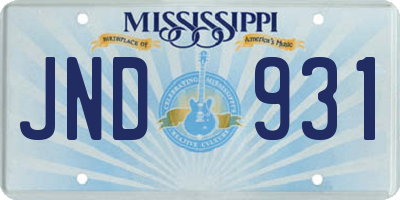 MS license plate JND931