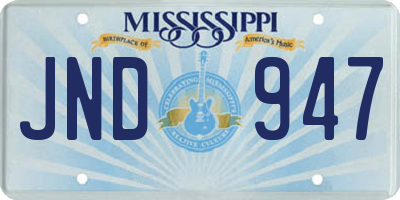 MS license plate JND947