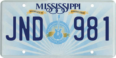 MS license plate JND981