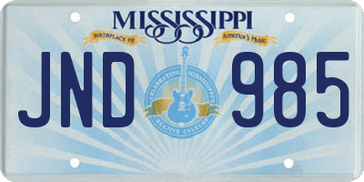 MS license plate JND985