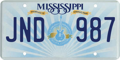 MS license plate JND987