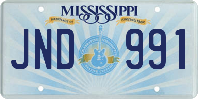 MS license plate JND991