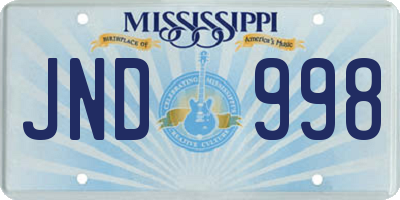 MS license plate JND998