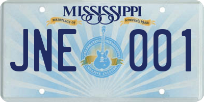 MS license plate JNE001