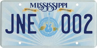 MS license plate JNE002
