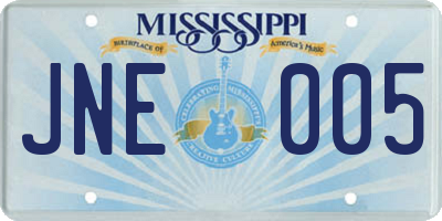 MS license plate JNE005