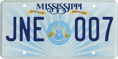 MS license plate JNE007