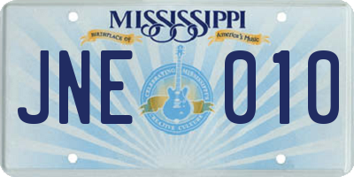 MS license plate JNE010