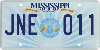 MS license plate JNE011
