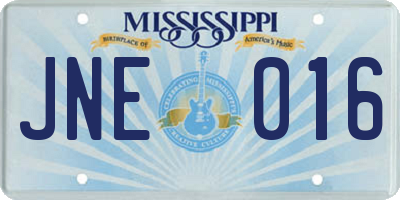 MS license plate JNE016
