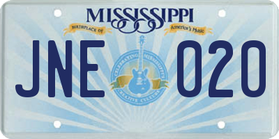 MS license plate JNE020