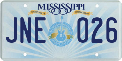 MS license plate JNE026