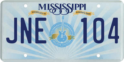 MS license plate JNE104