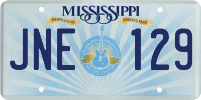 MS license plate JNE129