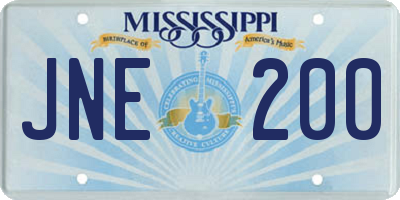 MS license plate JNE200