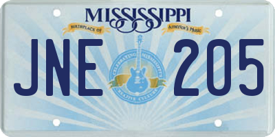 MS license plate JNE205