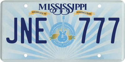 MS license plate JNE777