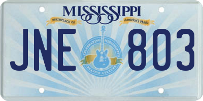 MS license plate JNE803