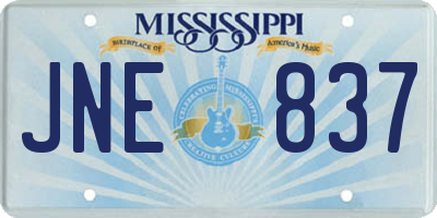 MS license plate JNE837
