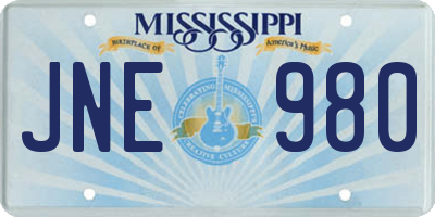 MS license plate JNE980