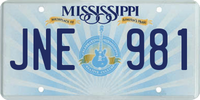 MS license plate JNE981