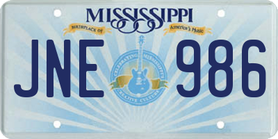 MS license plate JNE986