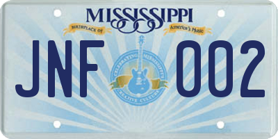 MS license plate JNF002
