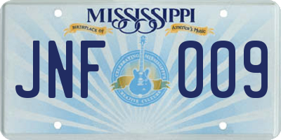 MS license plate JNF009